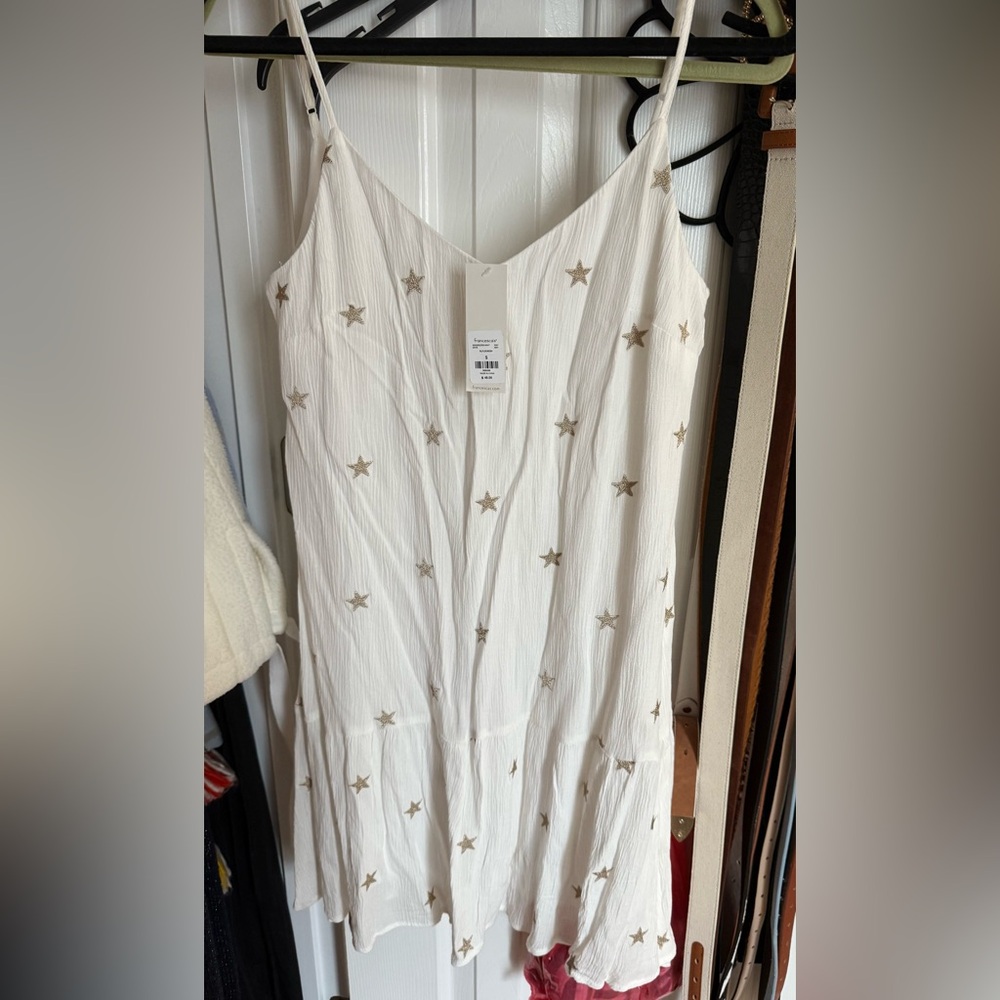 White Linen-Gold Star dress